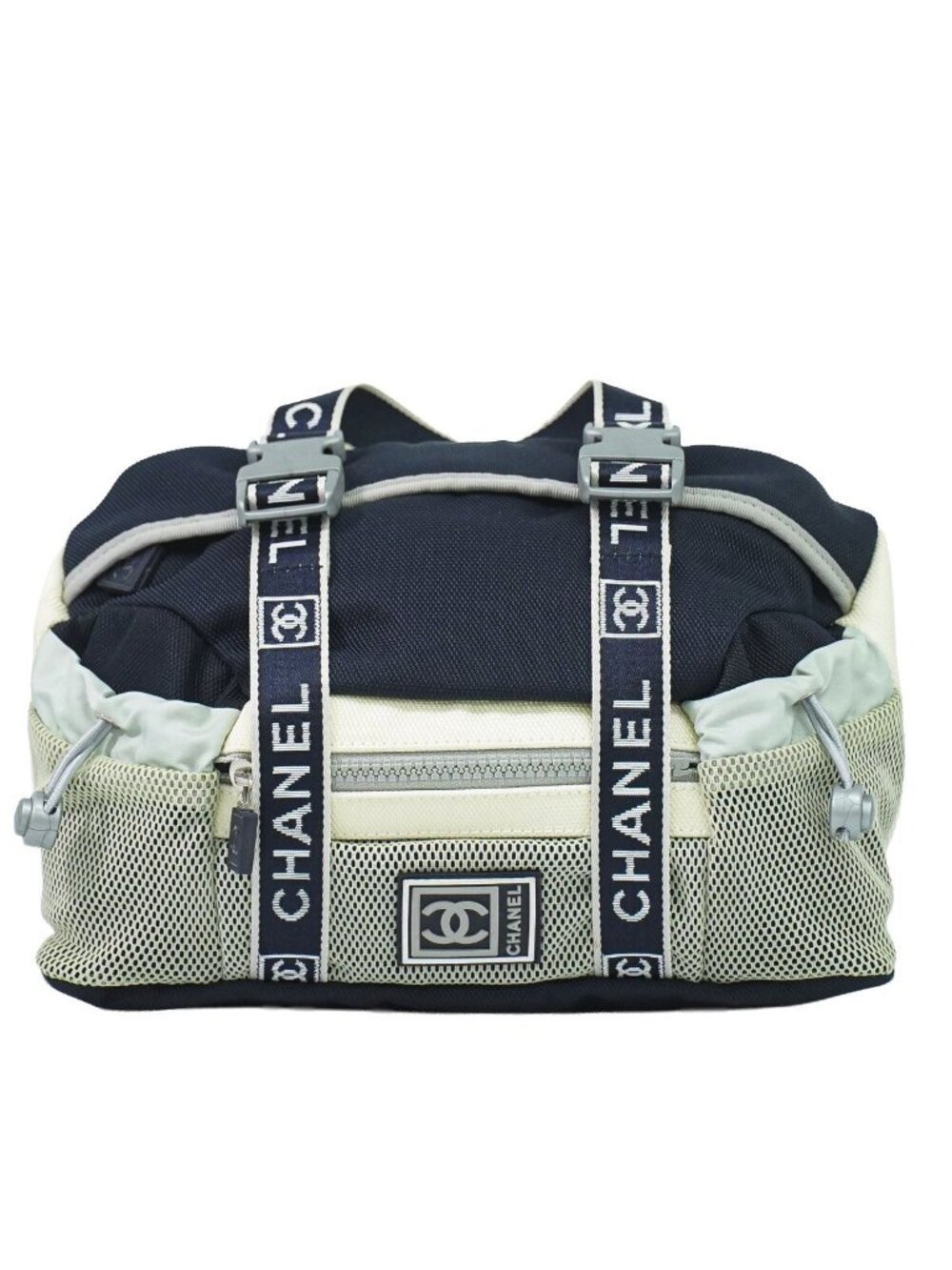 Chanel Sports Line CC Logo Waist Bag Canvas Navy White Sport